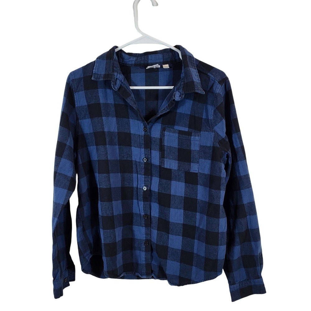 Vintage Style Flannel Grateful Dead Bertha Skull Roses Blue Black Buffalo Plaid
